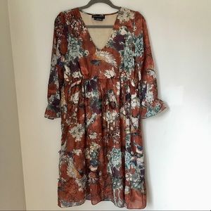 Anthropologie Floral Midi Dress RUNS LARGE